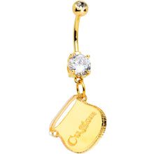 Load image into Gallery viewer, Custom Clear Gem Gold Tone Pot of Gold St Patricks Dangle Belly Ring

