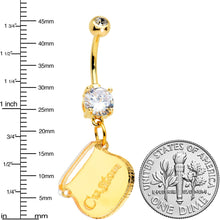 Load image into Gallery viewer, Custom Clear Gem Gold Tone Pot of Gold St Patricks Dangle Belly Ring
