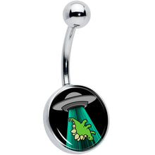 Load image into Gallery viewer, Alien UFO Dinosaur Abduction Belly Ring by Onyx O
