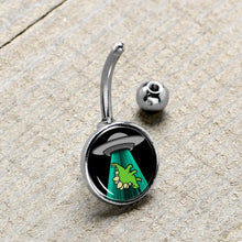 Load image into Gallery viewer, Alien UFO Dinosaur Abduction Belly Ring by Onyx O
