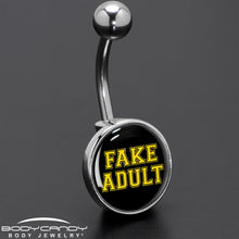 Load image into Gallery viewer, Black Yellow Fake Adult Belly Ring by Onyx O
