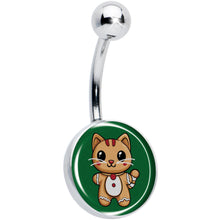 Load image into Gallery viewer, Christmas Holiday Gingerbread Kitty Cat Belly Ring by Onyx O

