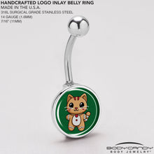Load image into Gallery viewer, Christmas Holiday Gingerbread Kitty Cat Belly Ring by Onyx O
