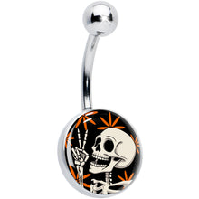 Load image into Gallery viewer, Peace Sign Skeleton Belly Ring by Onyx O
