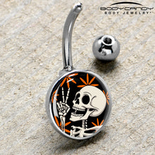 Load image into Gallery viewer, Peace Sign Skeleton Belly Ring by Onyx O
