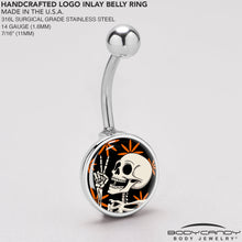 Load image into Gallery viewer, Peace Sign Skeleton Belly Ring by Onyx O

