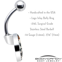 Load image into Gallery viewer, Peace Sign Skeleton Belly Ring by Onyx O
