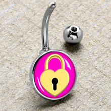 Load image into Gallery viewer, Heart Lock Belly Ring by Onyx O
