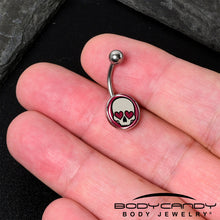 Load image into Gallery viewer, Valentine Heart Skull Belly Ring
