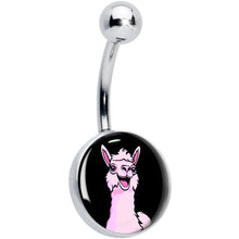 Load image into Gallery viewer, Pink Happy Llama Belly Ring by Onyx O
