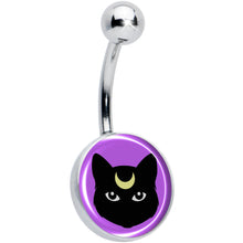 Load image into Gallery viewer, Black Mystic Kitty Cat Belly Ring by Onyx O
