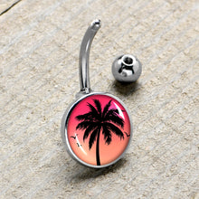 Load image into Gallery viewer, Red Sunset Palm Tree Belly Ring by Onyx O

