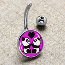 Load image into Gallery viewer, Panda Love Belly Ring by Onyx O
