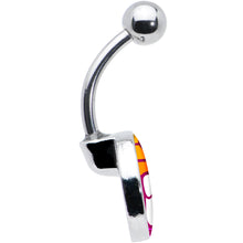 Load image into Gallery viewer, Retro Stripes Peace Sign Fingers Belly Ring by Onyx O

