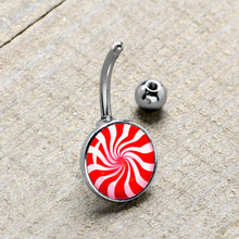Load image into Gallery viewer, Holiday Peppermint Candy Belly Ring
