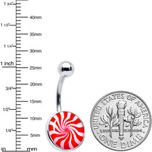 Load image into Gallery viewer, Holiday Peppermint Candy Belly Ring
