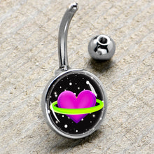 Load image into Gallery viewer, Heart Planet Belly Ring by Onyx O

