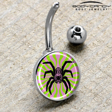 Load image into Gallery viewer, Psychedelic Spider Belly Ring by Onyx O
