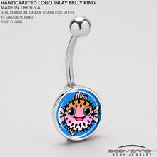 Load image into Gallery viewer, Swimming Pink Pufferfish Belly Ring by Onyx O

