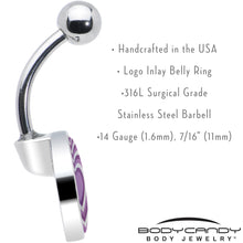 Load image into Gallery viewer, Purple Retro Heart Belly Ring by Onyx O
