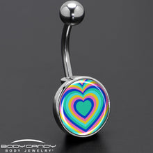 Load image into Gallery viewer, Rainbow Retro Heart Belly Ring by Onyx O
