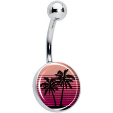 Load image into Gallery viewer, Palm Tree Retro Sunset Belly Ring by Onyx O
