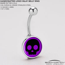 Load image into Gallery viewer, Purple Black Simple Skull Belly Ring by Onyx O
