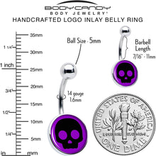 Load image into Gallery viewer, Purple Black Simple Skull Belly Ring by Onyx O
