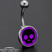 Load image into Gallery viewer, Purple Black Simple Skull Belly Ring by Onyx O
