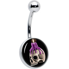 Load image into Gallery viewer, Burning Skull Candle Belly Ring by Onyx O
