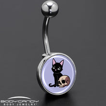 Load image into Gallery viewer, Skull Cat Belly Ring by Onyx O
