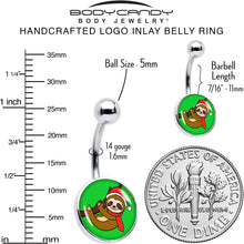 Load image into Gallery viewer, Holiday Santa Sloth Belly Ring by Onyx O
