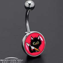Load image into Gallery viewer, Stabby Cat Belly Ring by Onyx O
