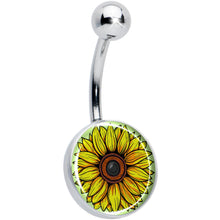 Load image into Gallery viewer, Blossom Creation Yellow Sunflower Belly Ring by Onyx O
