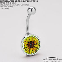 Load image into Gallery viewer, Blossom Creation Yellow Sunflower Belly Ring by Onyx O
