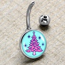 Load image into Gallery viewer, Pastel Christmas Tree Holiday Belly Ring by Onyx O
