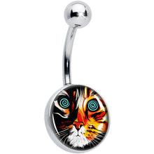 Load image into Gallery viewer, Colorful Trippy Cat Belly Ring by Onyx O
