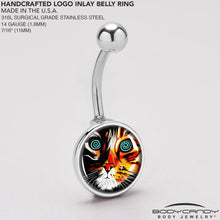 Load image into Gallery viewer, Colorful Trippy Cat Belly Ring by Onyx O
