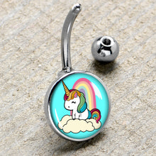 Load image into Gallery viewer, Rainbow Unicorn Belly Ring by Onyx O
