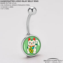 Load image into Gallery viewer, Waving Cat Belly Ring by Onyx O
