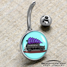 Load image into Gallery viewer, Holiday Christmas Hearse Belly Ring by Onyx O
