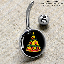 Load image into Gallery viewer, Christmas Holiday Pizza Tree Belly Ring by Onyx O
