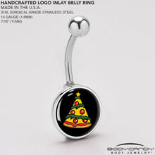 Load image into Gallery viewer, Christmas Holiday Pizza Tree Belly Ring by Onyx O

