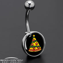 Load image into Gallery viewer, Christmas Holiday Pizza Tree Belly Ring by Onyx O
