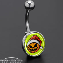 Load image into Gallery viewer, Christmas Holiday Santa Hat Pumpkin Belly Ring by Onyx O
