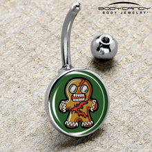 Load image into Gallery viewer, Christmas Holiday Zombie Gingergread Man Belly Ring by Onyx O

