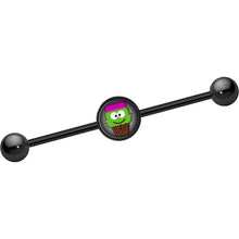 Load image into Gallery viewer, 14G Black Anodized Cupcake Frank Monster Industrial Bar 37mm
