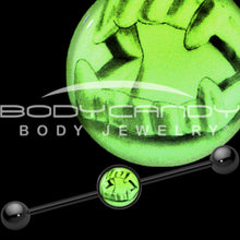 Load image into Gallery viewer, 14G Black Glow in the Dark Fearsome Fangs Industrial Barbell 37mm
