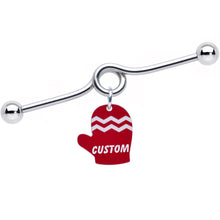 Load image into Gallery viewer, Custom Holiday Mitten Personalized Industrial Barbell
