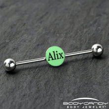 Load image into Gallery viewer, Custom Glow in the Dark Personalized Name Industrial Barbell
